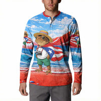 Coqui Frog Puerto Rico Flag Button Sweatshirt Taino Boricua Puerto Rican