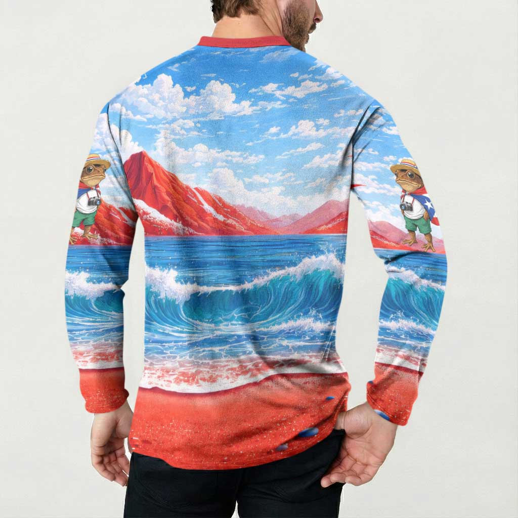 Coqui Frog Puerto Rico Flag Button Sweatshirt Taino Boricua Puerto Rican