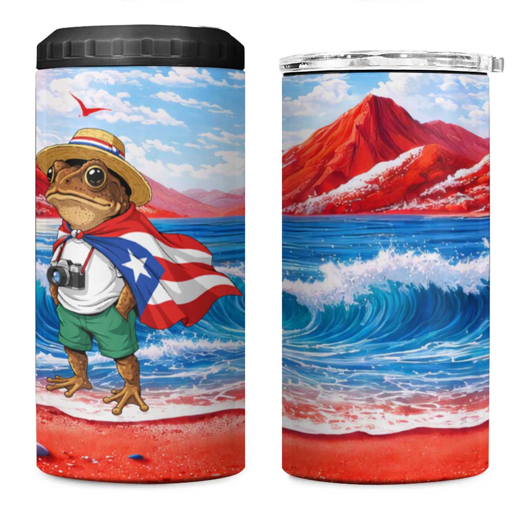 Coqui Frog Puerto Rico Flag 4 in 1 Can Cooler Tumbler Taino Boricua Puerto Rican
