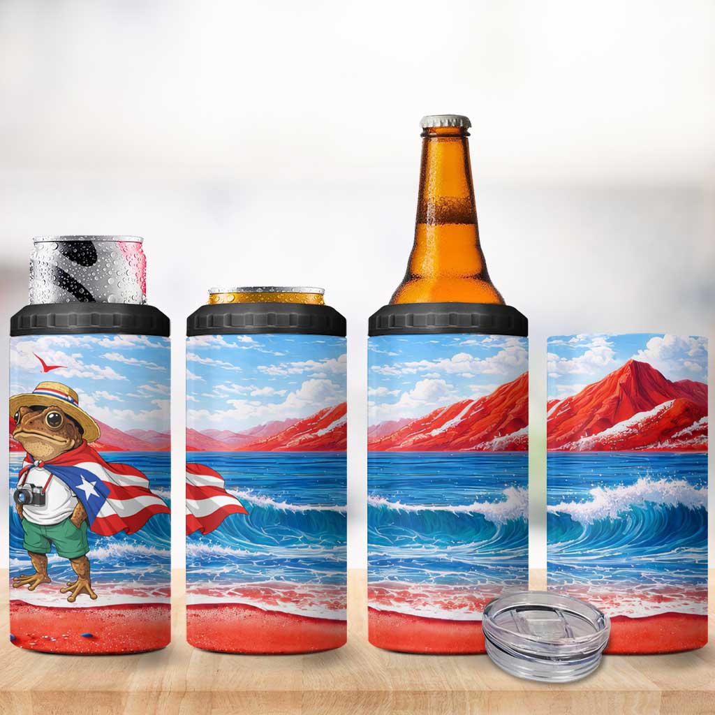 Coqui Frog Puerto Rico Flag 4 in 1 Can Cooler Tumbler Taino Boricua Puerto Rican