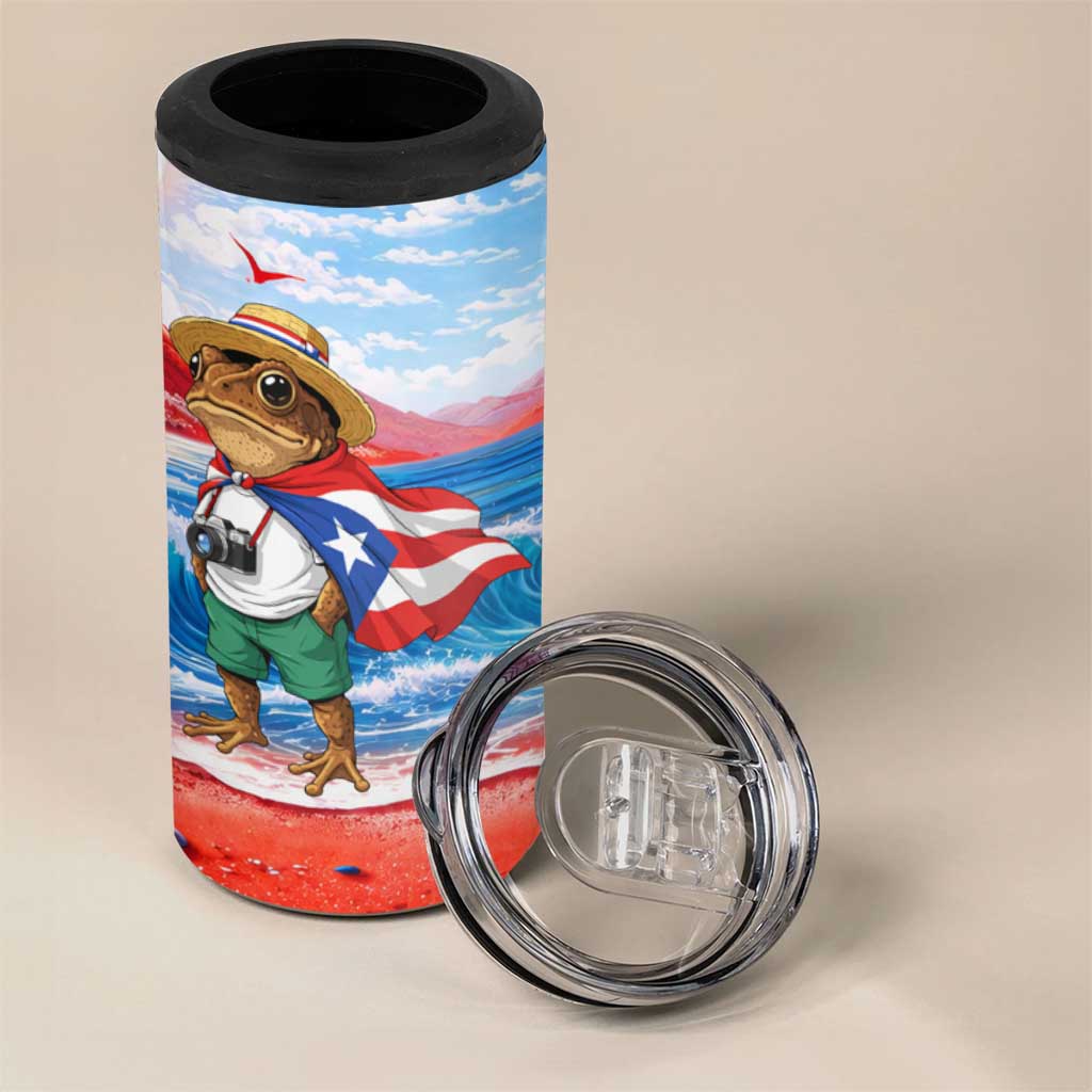 Coqui Frog Puerto Rico Flag 4 in 1 Can Cooler Tumbler Taino Boricua Puerto Rican