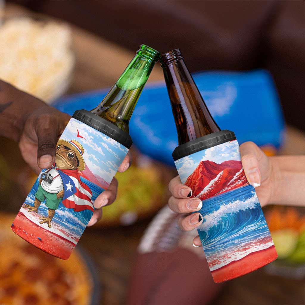 Coqui Frog Puerto Rico Flag 4 in 1 Can Cooler Tumbler Taino Boricua Puerto Rican