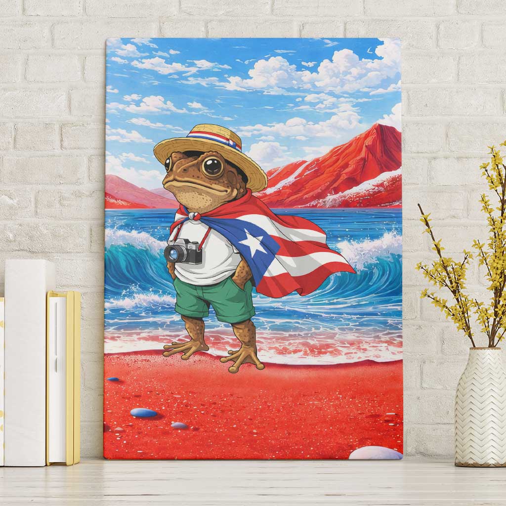 Coqui Frog Puerto Rico Flag Canvas Wall Art Taino Boricua Puerto Rican