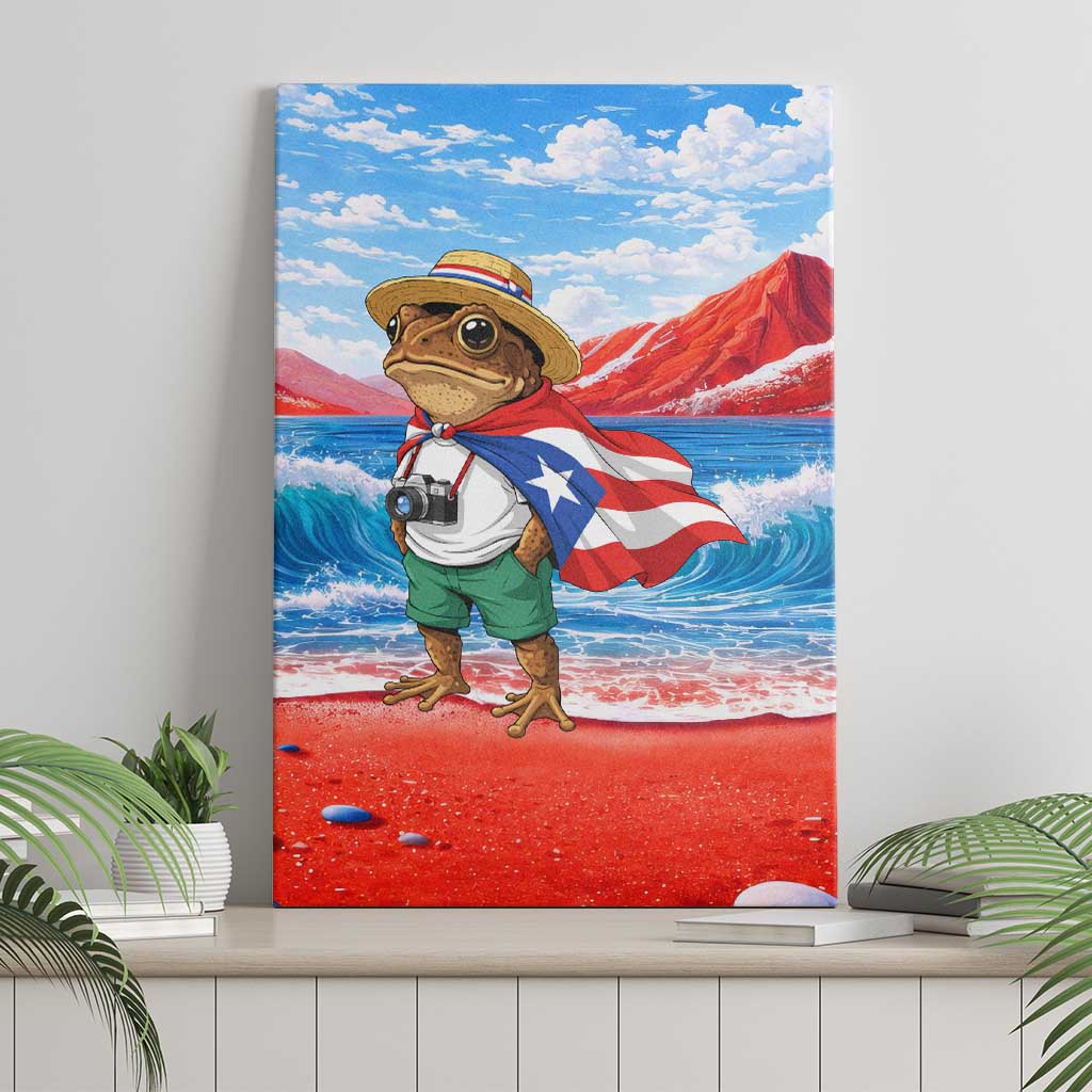 Coqui Frog Puerto Rico Flag Canvas Wall Art Taino Boricua Puerto Rican