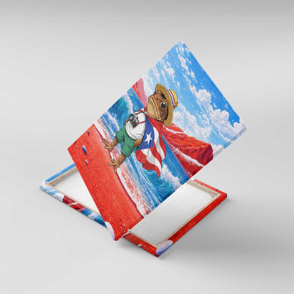 Coqui Frog Puerto Rico Flag Canvas Wall Art Taino Boricua Puerto Rican