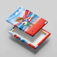 Coqui Frog Puerto Rico Flag Canvas Wall Art Taino Boricua Puerto Rican