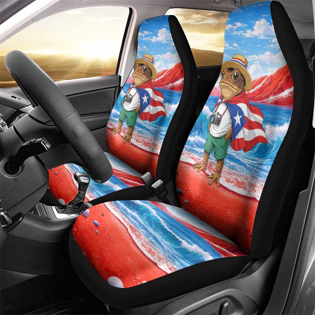 Coqui Frog Puerto Rico Flag Car Seat Cover Taino Boricua Puerto Rican