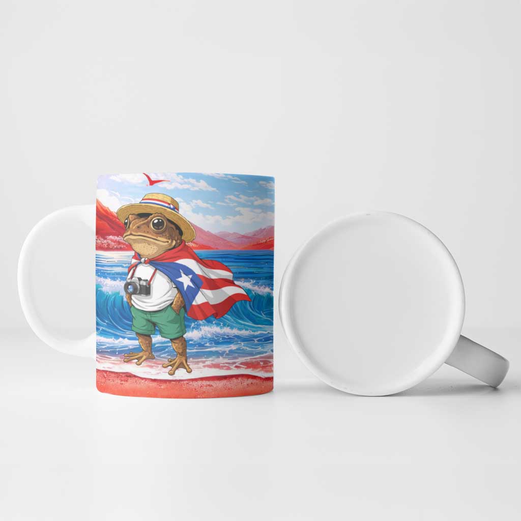 Coqui Frog Puerto Rico Flag Ceramic Mug Taino Boricua Puerto Rican
