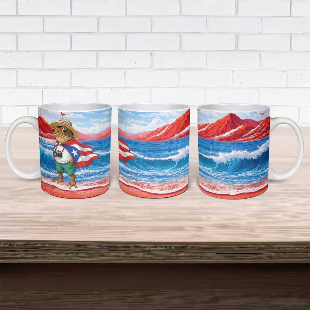 Coqui Frog Puerto Rico Flag Ceramic Mug Taino Boricua Puerto Rican