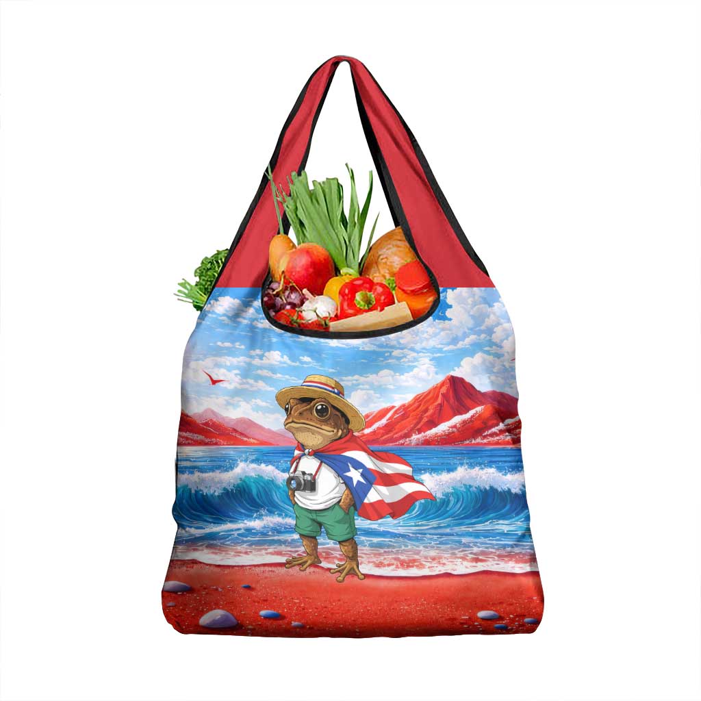 Coqui Frog Puerto Rico Flag Grocery Bag Taino Boricua Puerto Rican