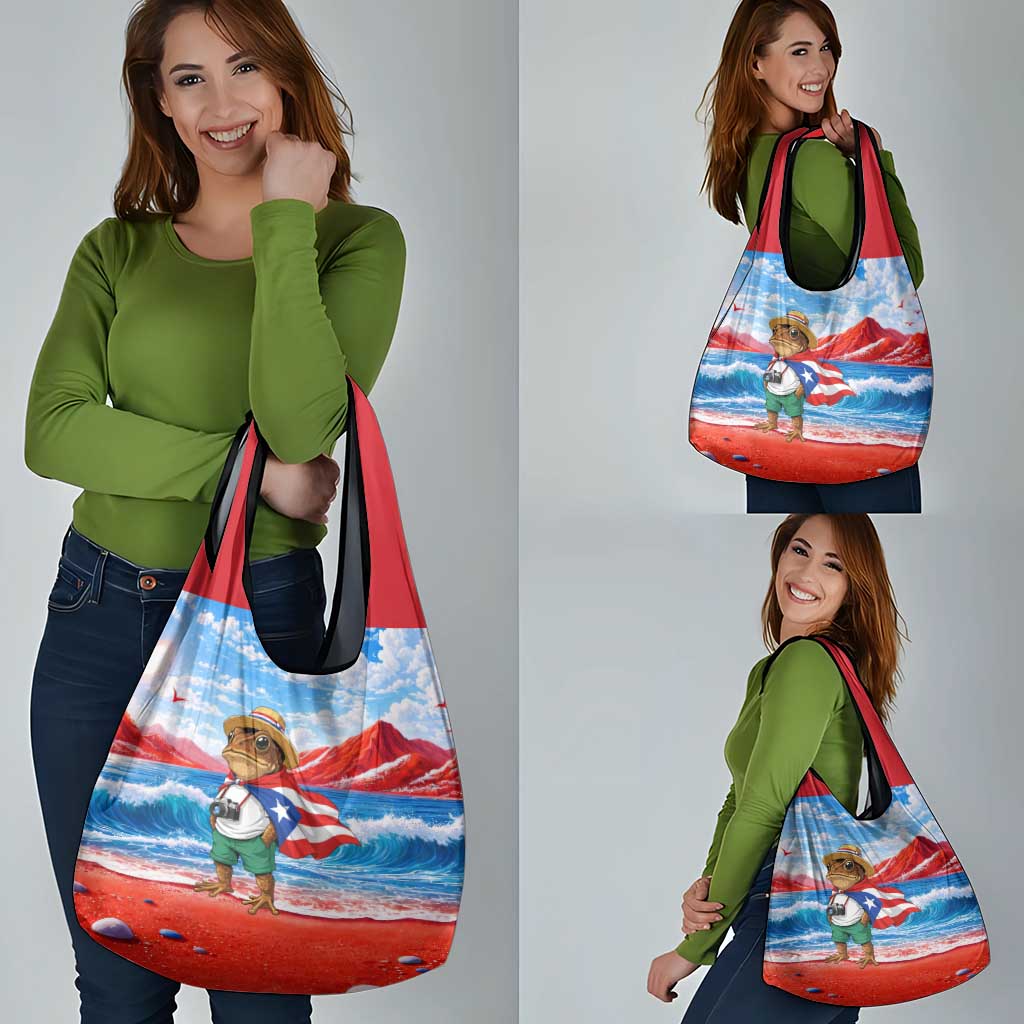 Coqui Frog Puerto Rico Flag Grocery Bag Taino Boricua Puerto Rican