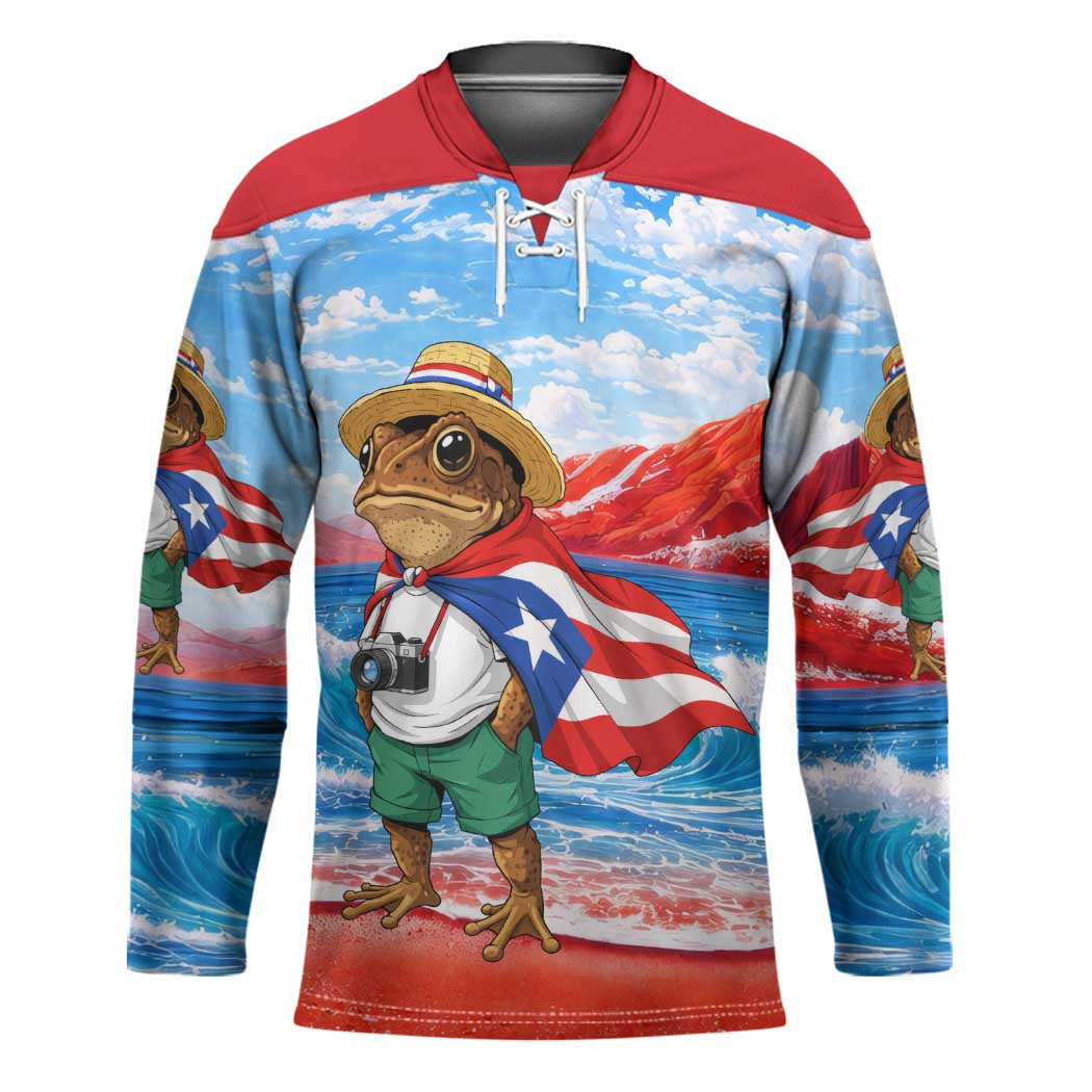Coqui Frog Puerto Rico Flag Hockey Jersey Taino Boricua Puerto Rican