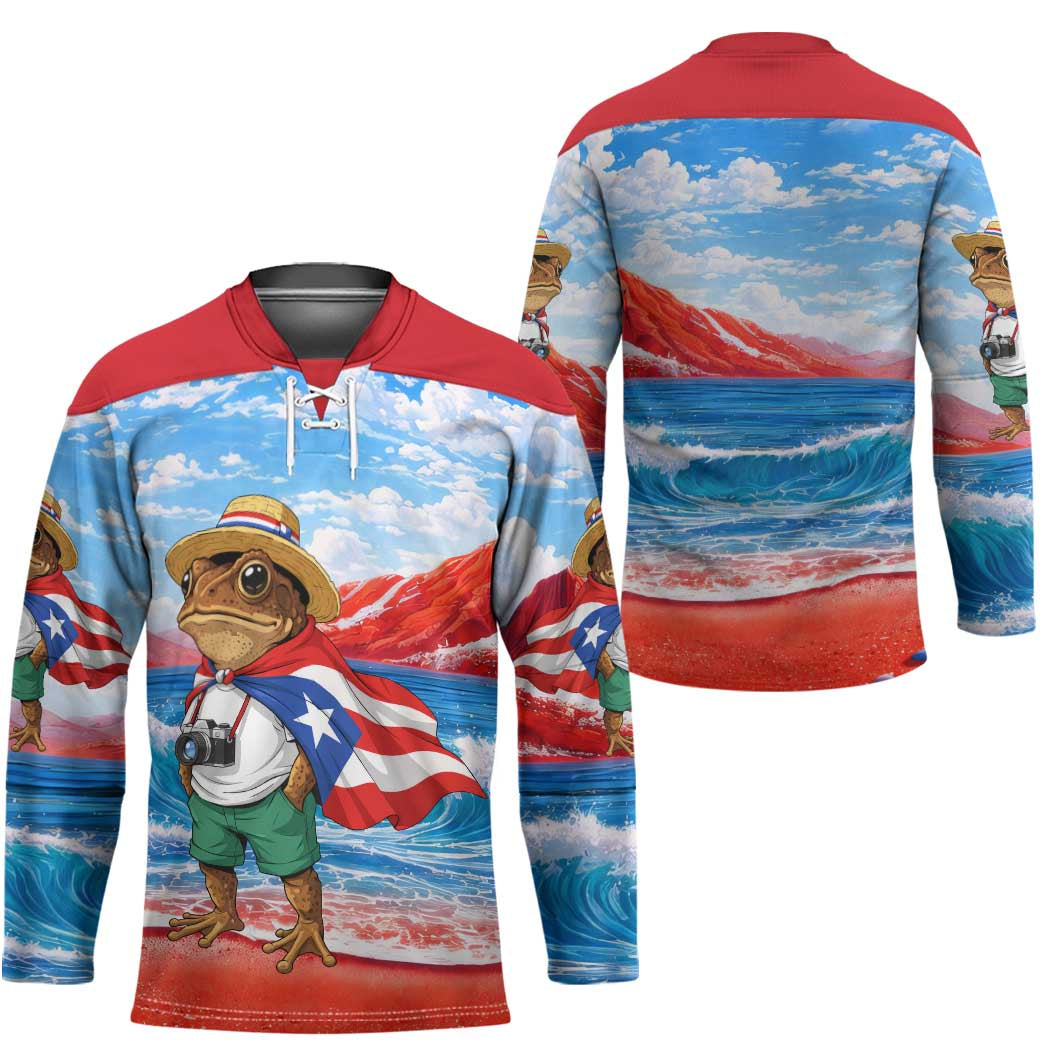 Coqui Frog Puerto Rico Flag Hockey Jersey Taino Boricua Puerto Rican