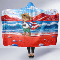 Coqui Frog Puerto Rico Flag Hooded Blanket Taino Boricua Puerto Rican