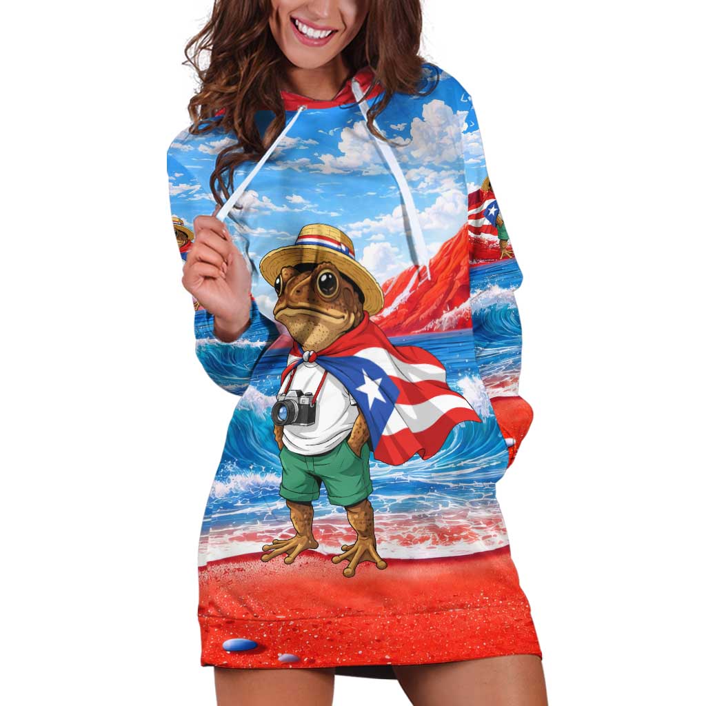Coqui Frog Puerto Rico Flag Hoodie Dress Taino Boricua Puerto Rican