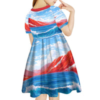 Coqui Frog Puerto Rico Flag Kid Short Sleeve Dress Taino Boricua Puerto Rican