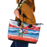 Coqui Frog Puerto Rico Flag Leather Tote Bag Taino Boricua Puerto Rican