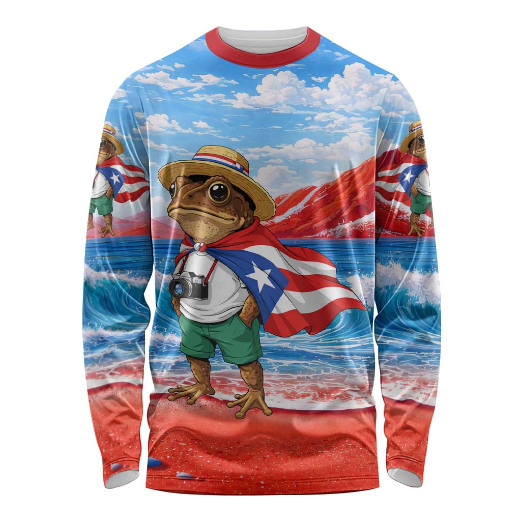 Coqui Frog Puerto Rico Flag Long Sleeve Shirt Taino Boricua Puerto Rican