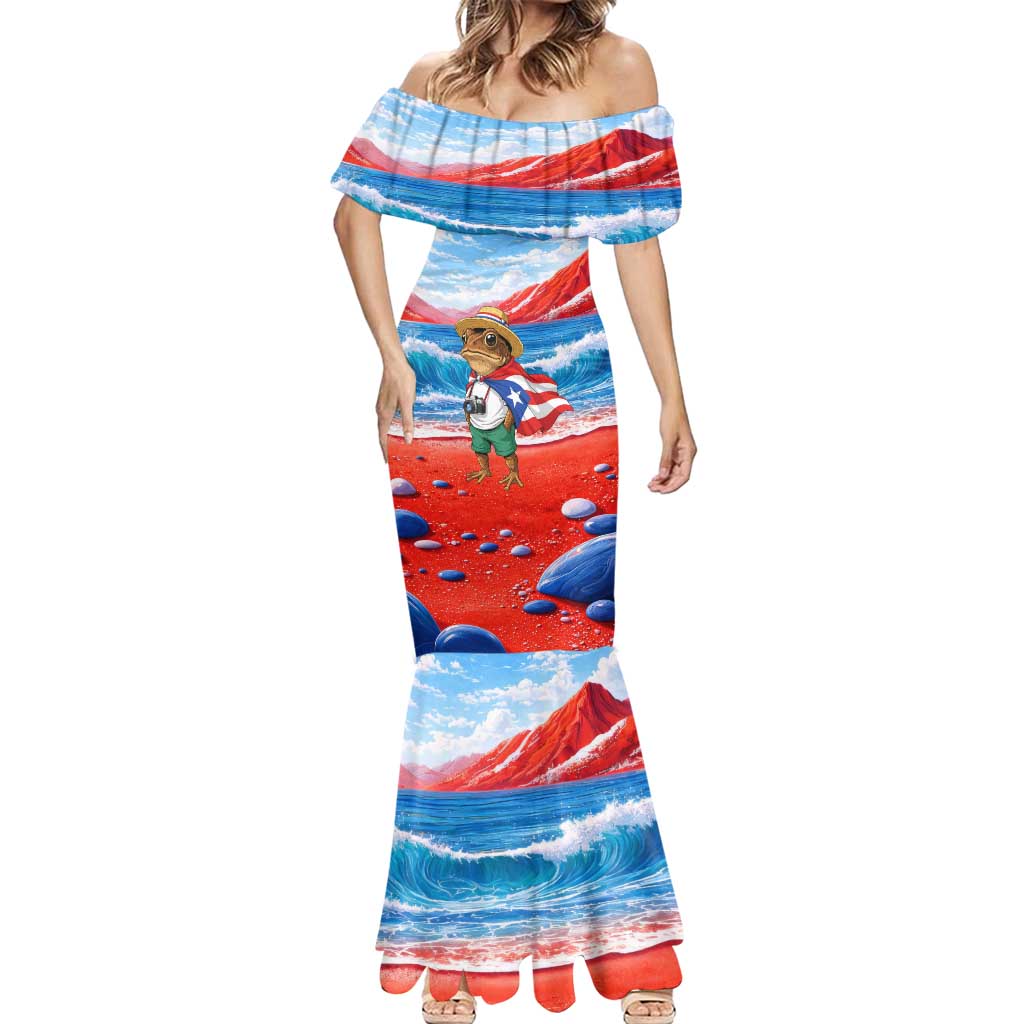 Coqui Frog Puerto Rico Flag Mermaid Dress Taino Boricua Puerto Rican