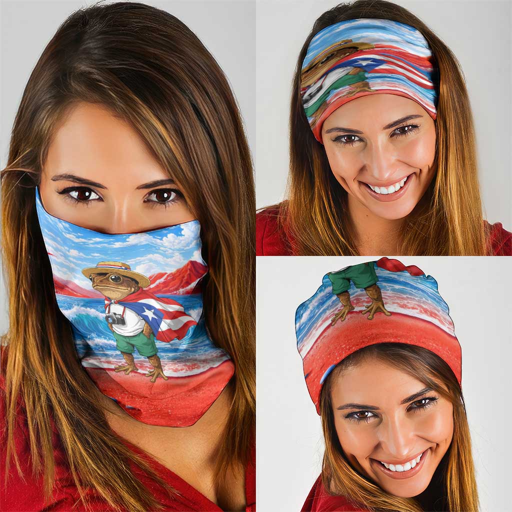 Coqui Frog Puerto Rico Flag Neck Gaiter Taino Boricua Puerto Rican