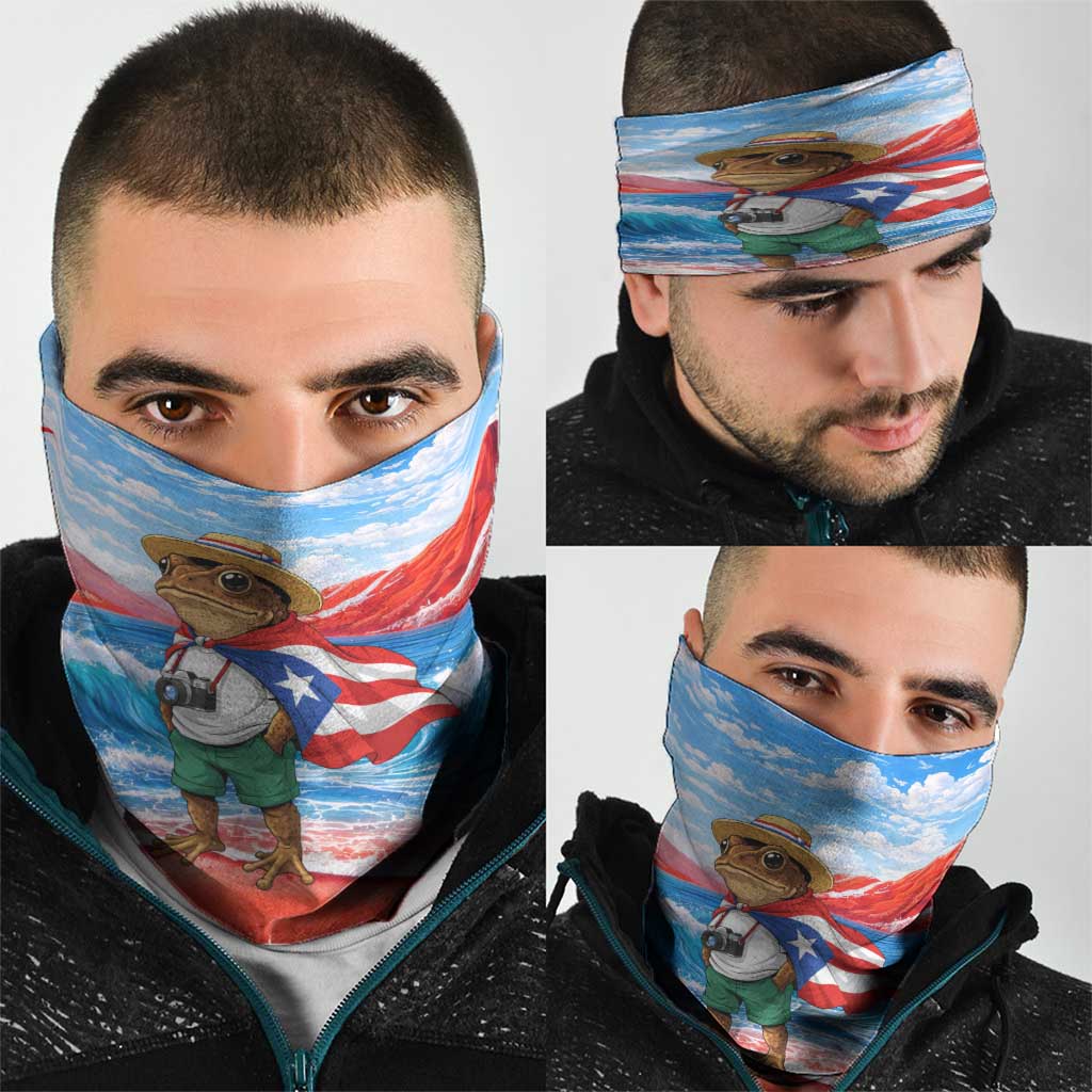 Coqui Frog Puerto Rico Flag Neck Gaiter Taino Boricua Puerto Rican