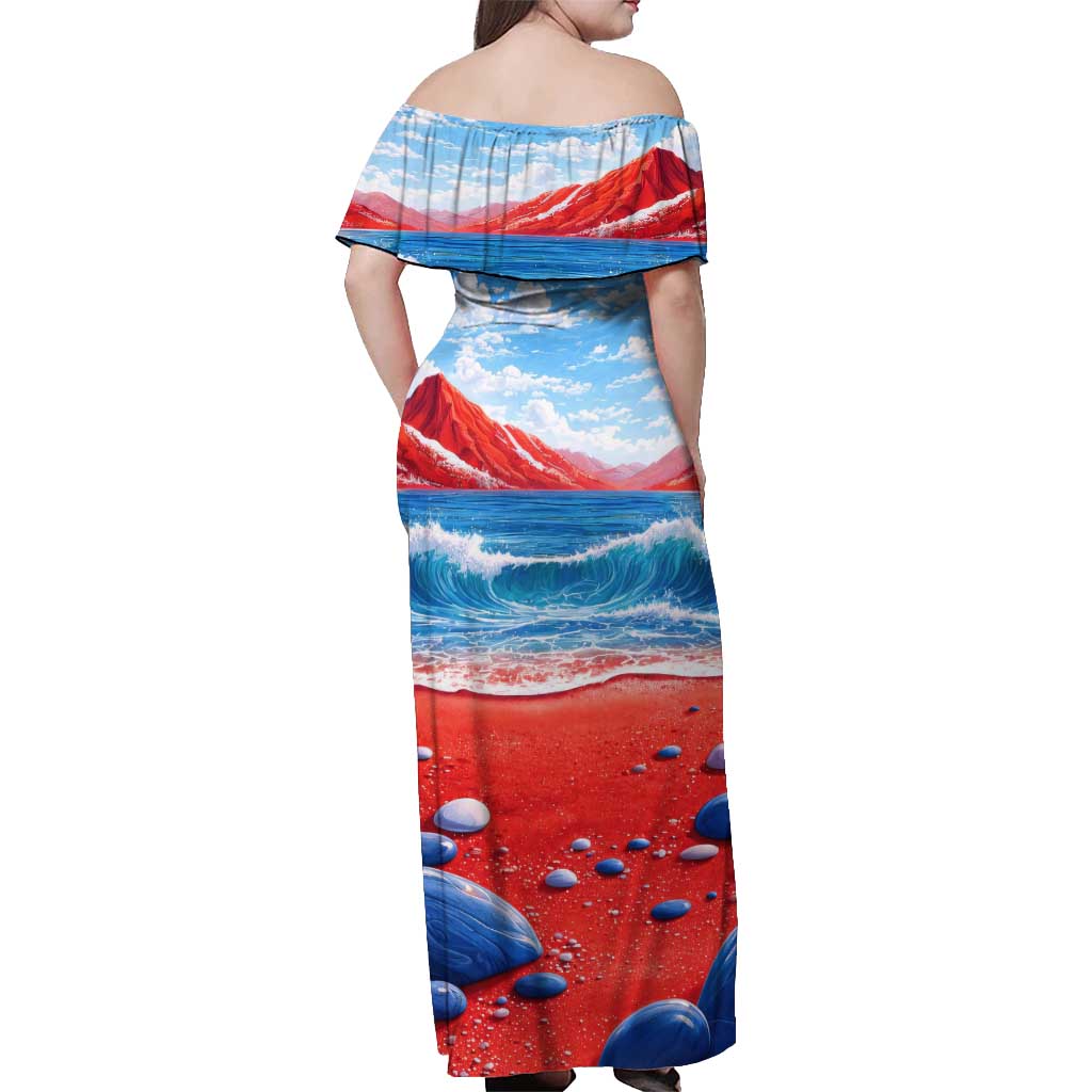Coqui Frog Puerto Rico Flag Off Shoulder Maxi Dress Taino Boricua Puerto Rican