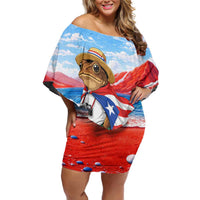 Coqui Frog Puerto Rico Flag Off Shoulder Short Dress Taino Boricua Puerto Rican