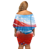Coqui Frog Puerto Rico Flag Off Shoulder Short Dress Taino Boricua Puerto Rican