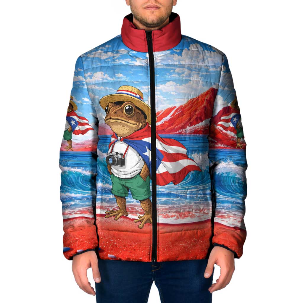 Coqui Frog Puerto Rico Flag Padded Jacket Taino Boricua Puerto Rican