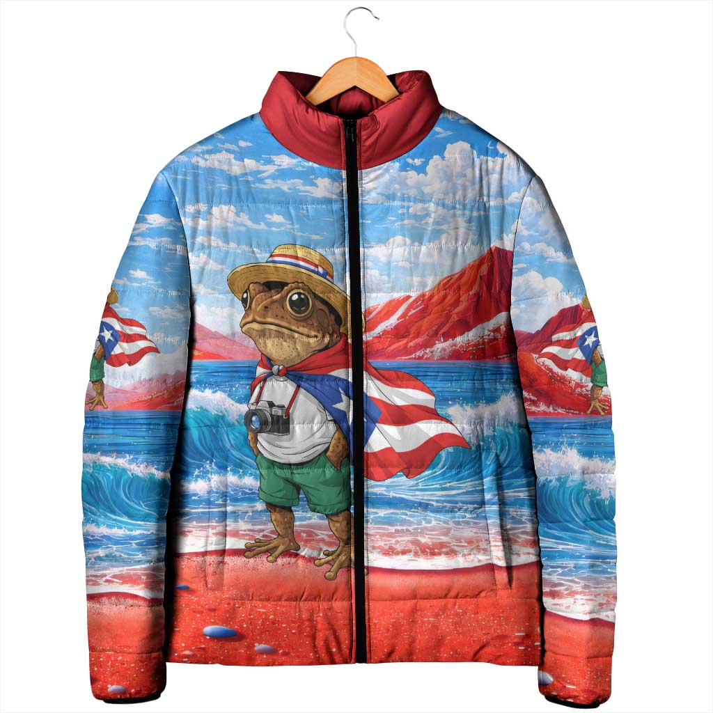 Coqui Frog Puerto Rico Flag Padded Jacket Taino Boricua Puerto Rican
