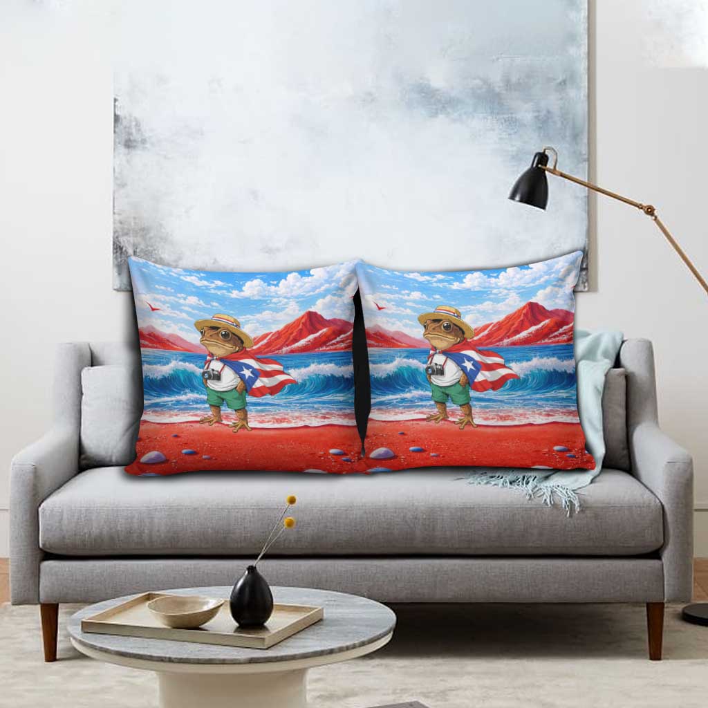 Coqui Frog Puerto Rico Flag Pillow Cover Taino Boricua Puerto Rican