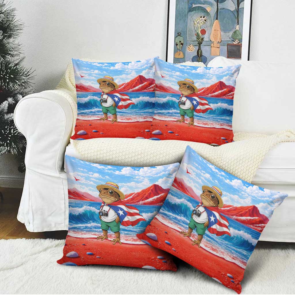 Coqui Frog Puerto Rico Flag Pillow Cover Taino Boricua Puerto Rican