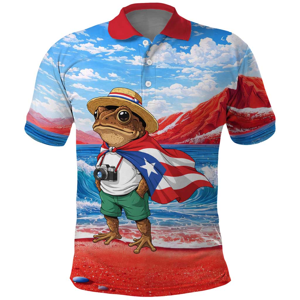 Coqui Frog Puerto Rico Flag Polo Shirt Taino Boricua Puerto Rican