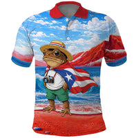 Coqui Frog Puerto Rico Flag Polo Shirt Taino Boricua Puerto Rican