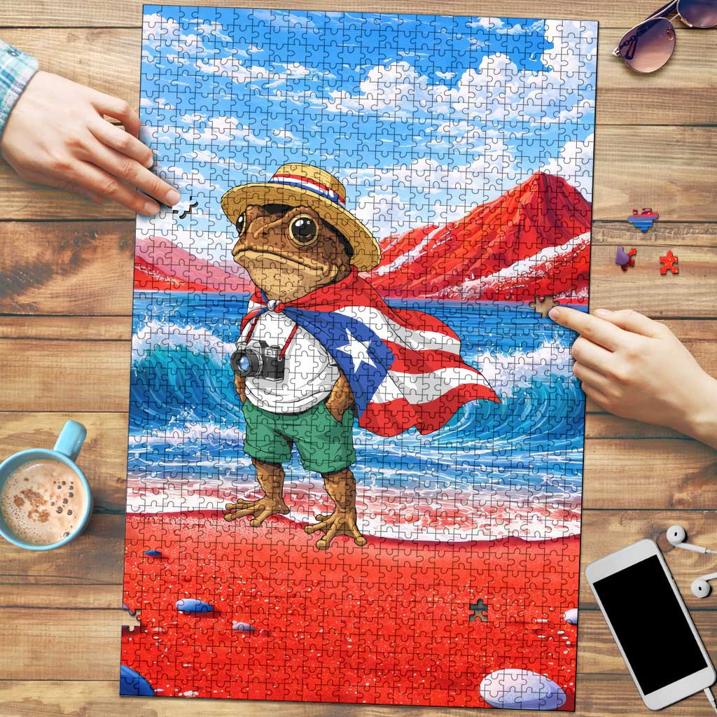 Coqui Frog Puerto Rico Flag Puzzle Taino Boricua Puerto Rican
