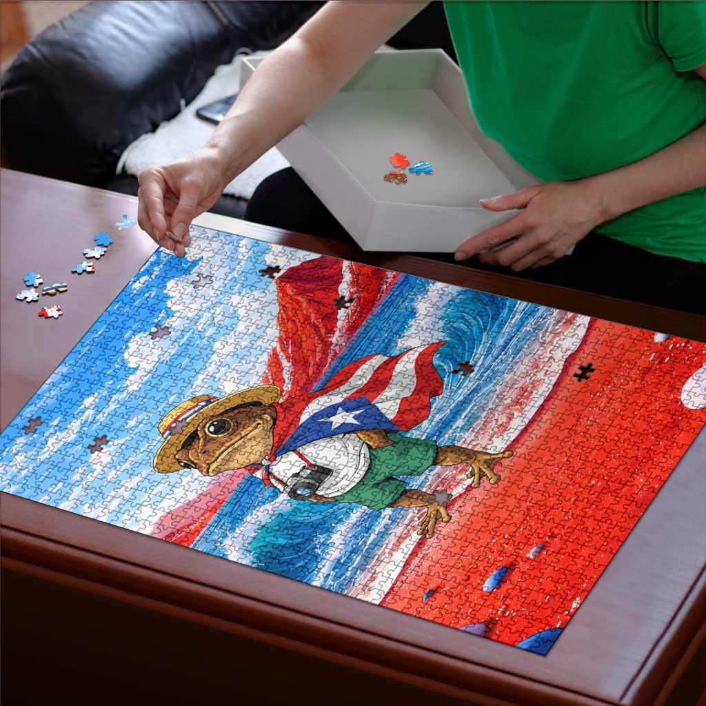 Coqui Frog Puerto Rico Flag Puzzle Taino Boricua Puerto Rican