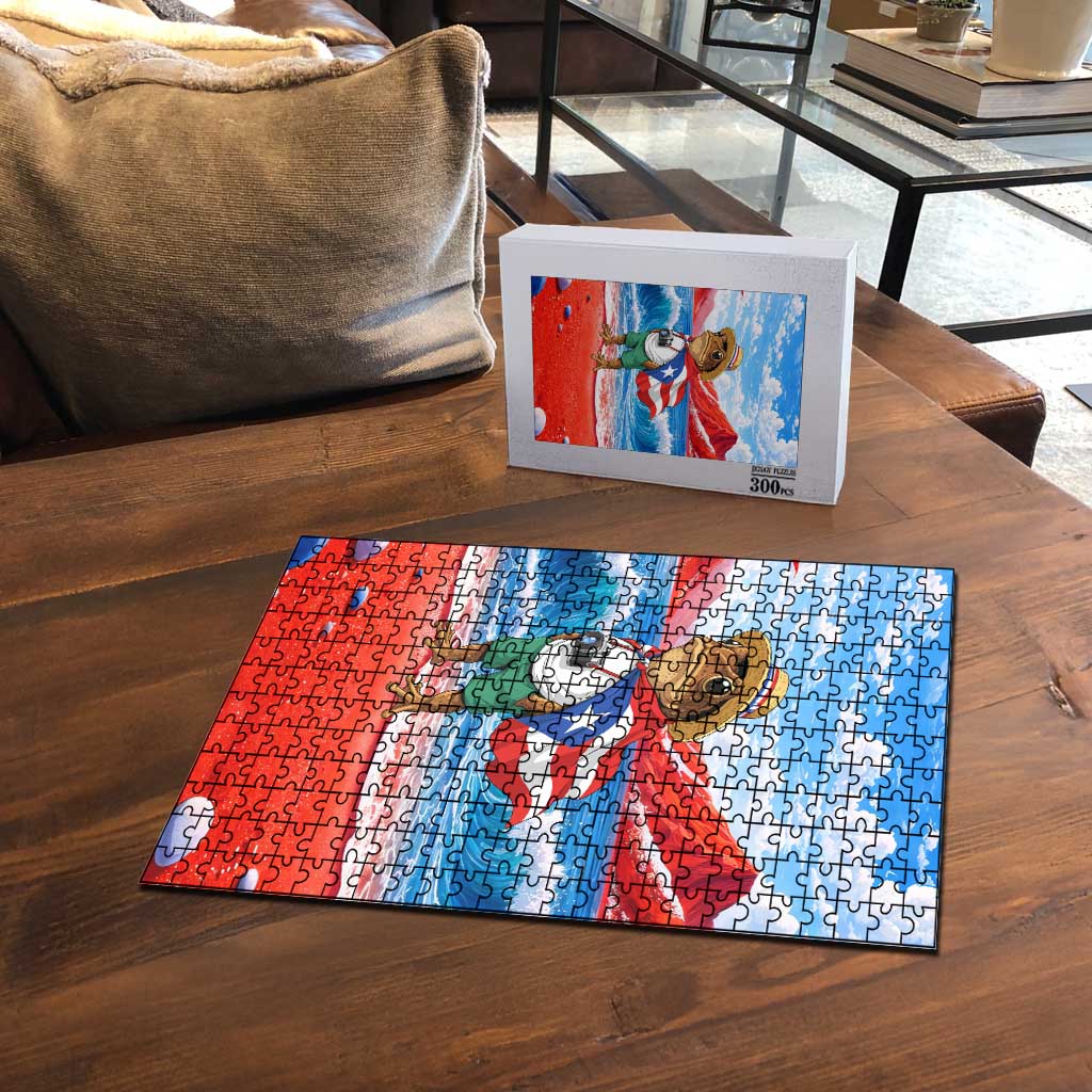 Coqui Frog Puerto Rico Flag Puzzle Taino Boricua Puerto Rican