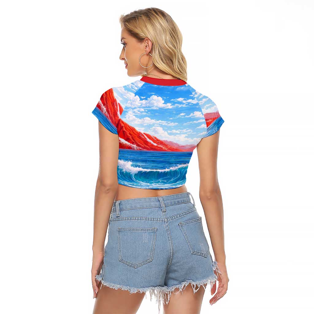 Coqui Frog Puerto Rico Flag Raglan Cropped T Shirt Taino Boricua Puerto Rican