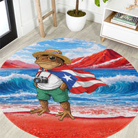 Coqui Frog Puerto Rico Flag Round Carpet Taino Boricua Puerto Rican