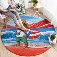 Coqui Frog Puerto Rico Flag Round Carpet Taino Boricua Puerto Rican