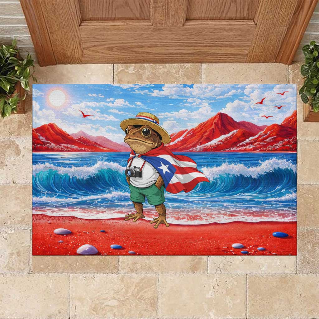 Coqui Frog Puerto Rico Flag Rubber Doormat Taino Boricua Puerto Rican