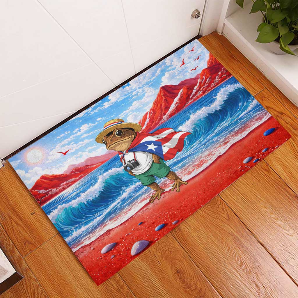 Coqui Frog Puerto Rico Flag Rubber Doormat Taino Boricua Puerto Rican