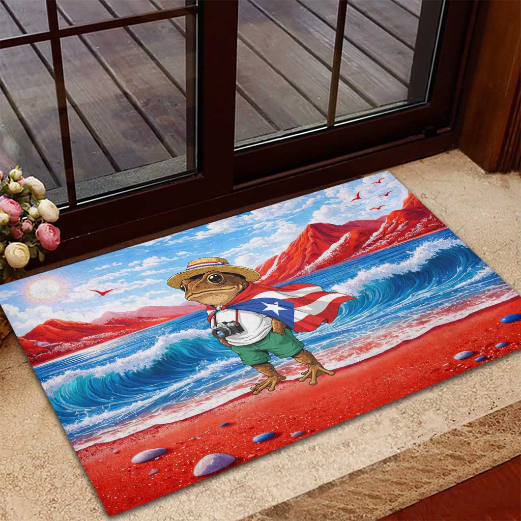 Coqui Frog Puerto Rico Flag Rubber Doormat Taino Boricua Puerto Rican