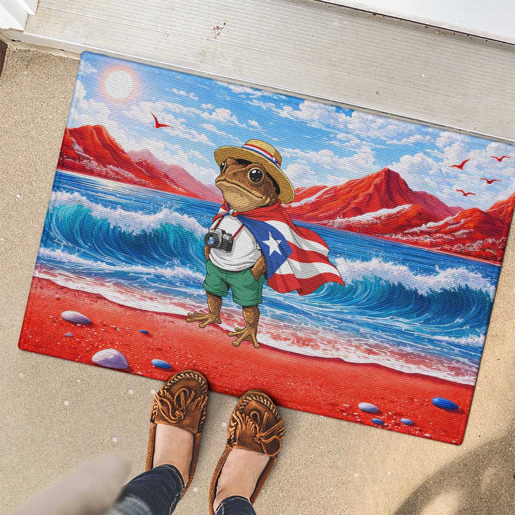 Coqui Frog Puerto Rico Flag Rubber Doormat Taino Boricua Puerto Rican