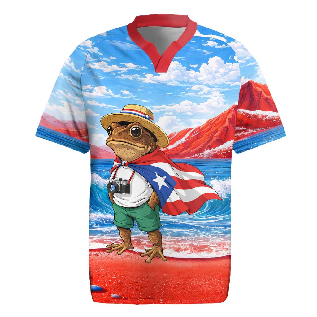 Coqui Frog Puerto Rico Flag Rugby Jersey Taino Boricua Puerto Rican