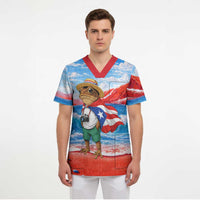 Coqui Frog Puerto Rico Flag Scrub Top Taino Boricua Puerto Rican