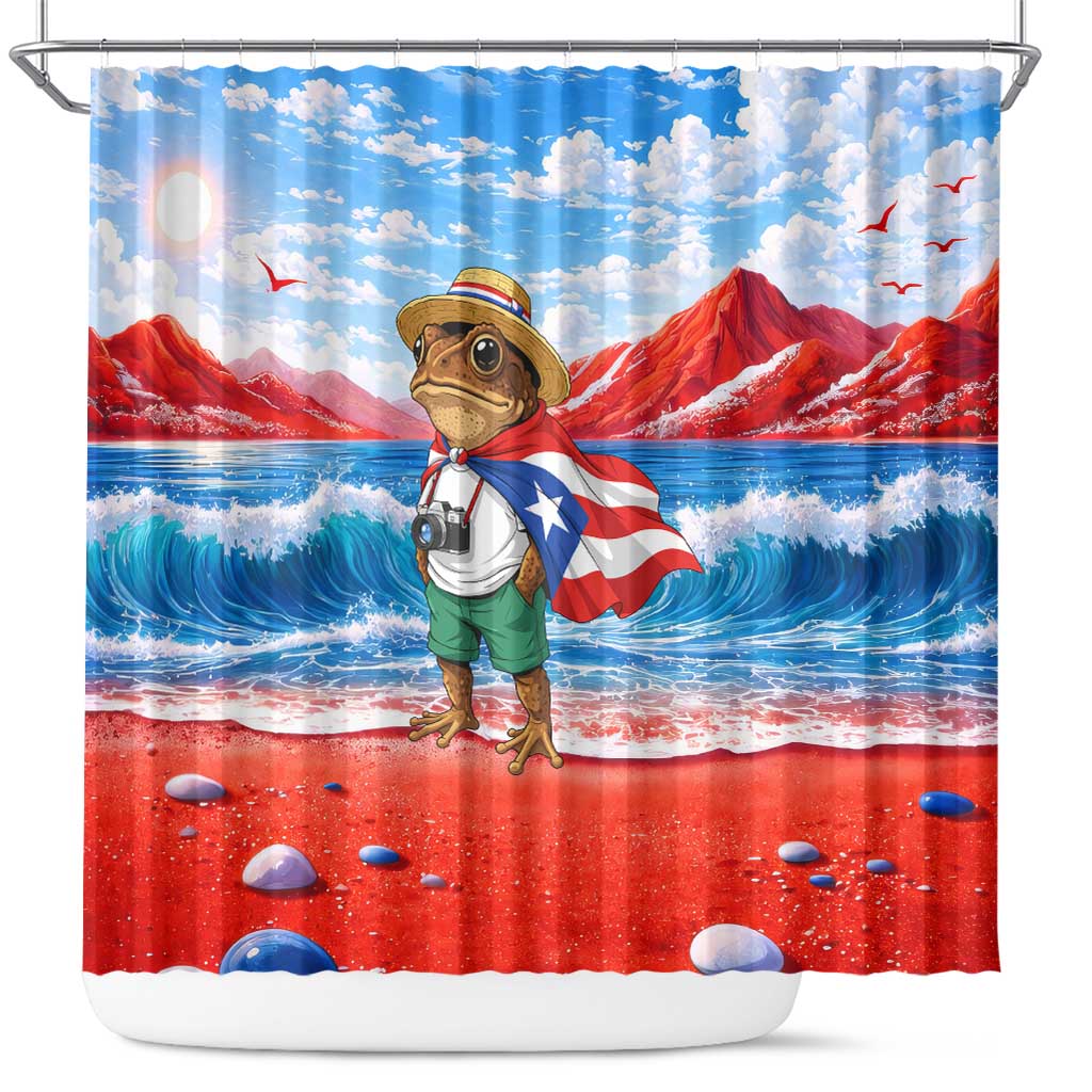 Coqui Frog Puerto Rico Flag Shower Curtain Taino Boricua Puerto Rican