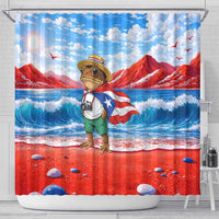 Coqui Frog Puerto Rico Flag Shower Curtain Taino Boricua Puerto Rican