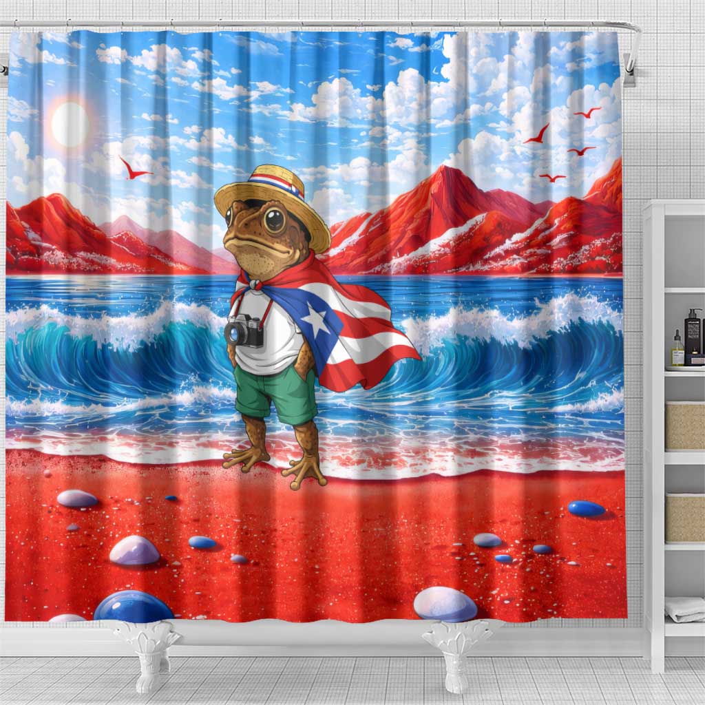 Coqui Frog Puerto Rico Flag Shower Curtain Taino Boricua Puerto Rican