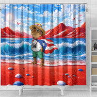 Coqui Frog Puerto Rico Flag Shower Curtain Taino Boricua Puerto Rican
